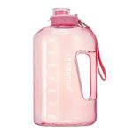 Life Bottle 1 Gallon Water Bottle with Straw Lid and Chug Lid, Leakproof Water Jug with Time Marker, No Quotes. 128 oz BPA Free Big Water Bottle with Handle and Straw