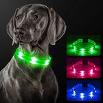 Dolitego Light Up Dog Collars - Rechargeable LED Dog Collar - Reflective Puppy Collar - Adjustable Lighted Dog Collar - Double-Line Glowing Dog Lights for Night Walking (Medium, Green)