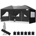 Quictent 3x6m Pop Up Gazebo with Church Window Sides, Adjustable Height Event Shelter, Waterproof Canopy Tent for Garden Party, Camping, Black