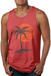 Waldeal Mens Palm Tree Sunset Sleev