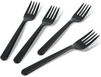 PlasticPro 50 Pack Heavy Weight Plastic Forks Black Disposable Forks Plastic Cutlery Set