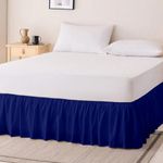 Rohi Base Valance Bed Sheet - Frilled Design - FIT Over - 16” Deep Fit Base Valance Sheet, Polycotton Bedding - OEKO-TEX® Standard 100 Certified (Double Base Valance,Royal Blue)