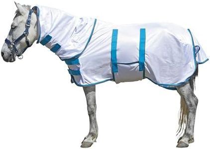 LEAFOREST Miniature Pony Horse Fly Sheet - with Neck Cover & Belly Band Breathable Mesh UV Protection Summer Sheets for Mini Horses Foal Yearling Donkey White 46 inches