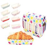 BUZIFU 100 Pcs Mini Loaf Cake Cases Disposable Mini Cake Pans Paper Baking Cases Rectangle Paper Baking Pan Mini Baking Mould with Beautiful Look and Strong Look for Baking Cakes and Bread