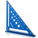 Speed Square, Preciva 7inch/180mm Set Square, Triangle Ruler with 14 Types of Drill Holes, Blue