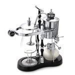 Belgian Siphon Coffee Brewer Belgium Balance Syphon Coffee Maker Double Column, Classic (Silver)