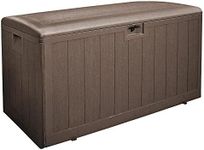 Plastic Development Group 130-Gallon Weather-Resistant Resin Outdoor Patio Storage Deck Box with Soft-Close Lid, Java