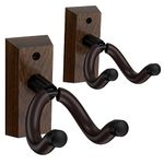 NUOSIYA Guitar Wall Mount Hanger 2 Pack, Walnut Guitar Hook Holder with Non-Slip Rubber Mat, Guitar Display Bracket Stand for Acoustic Electric Guitar, Bass, Mandolin, Banjo (Not for Ukulele)