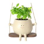 e-YiHESZ Swing Face Planter Pot Hanging Resin Flower Head Planters for Indoor Outdoor Plants Succulent Pots for String of Pearls Plant Live Gift Ideals for Mother, Christmas (1 Packs)