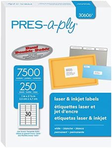 PRES-a-ply Laser Address Labels, 1 x 2.625 Inches, White, Box of 7500, 2 Packs (30606)