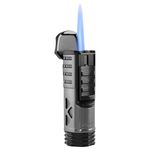 XIKAR Tactical Single-Jet Lighter, Gunmetal and Black - Powerful Flame, Rugged Design with Rest Feature, Pocket Clip, EZ-View Fuel Window, and Adjustable Flame Height - Ideal for Outdoor Use