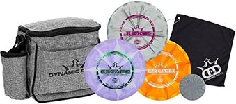 Dynamic Discs Disc Golf Starter Set, Beginner & Family Outdoor Games, Men & Women Frisbee, Includes Disc Golf Bag, Driver, Midrange, Putter, Towel, & Mini Disc Golf Equipment, Heather Gray