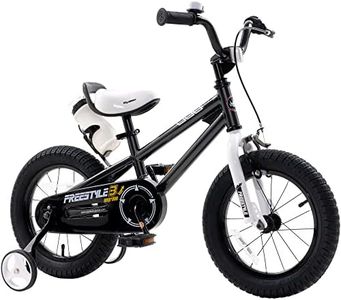 RoyalBaby Freestyle Kids Bike Boys Girls 16 Inch BMX Childrens Bicycle with Training Wheels & Kickstand for Ages 4-7 Years, Black