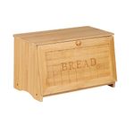 HOMEKOKO Vintage Large Wood Bread Box for Kitchen Counter, Retro Design Single Layer Bamboo Large Capacity Food Storage Bin (Natural Bamboo)