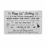 FALOGI Goddaughter 16th Birthday Cards - Happy 16 Year Old Birthday Card for Goddaughter - Birthday Gifts for 16 Year Old Goddaughter, Metal Engraved Wallet Card