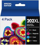 202XL Ink Cartridges High Yield Remanufactured Replacement for Epson 202XL 202 XL T202XL to Use with Epson Workforce WF-2860 Expression XP-5100 Printer (Black, Cyan, Magenta, Yellow 4 Pack)