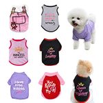 KATOLK 6 Pack Dog Clothes for Small Dogs Girl, Soft and Breathable Puppy Kitten Dog Shirts with Letters for Pet Dogs Cats, Summer Dog T-Shirts Apparel Sleeveless Vests for Chihuahua Yorkies (XL)