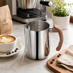 ZEBROC 600ml Stainless Steel Milk Frothing Pitcher with Latte Art Pen | Coffee Milk Frother Cup with Plastic Handle for Cappuccino, Espresso & Latte Art