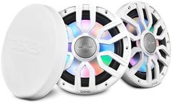 DS18 NXL-IQ8/WH 8" 2-Way Coaxial Marine Speaker with Digital Led Lights and Bullet Tweeter 175 Watts 4-Ohm, Water Resistant IP65, Silicone Cover Included, Pair