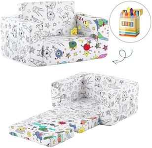 Tiita Kids Sofa Couch, Convertible Children Couch to Lounger, Toddler Comfy Sofa with Cute Graffiti Pattern Design for Girls and Boys, Graffiti