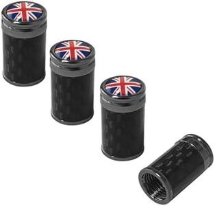 Sylvil 4 PCS Car Tire Valve Stem Caps, Leakproof Auto Rim Wheel Valve Stem Cap with O Rubber Seal, Dustproof Stem Covers for Car SUV Bike Truck Motorcycle, Car Accessories (Black, UK Flag)