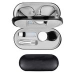 MUDOR 2 in 1 Contact Lens Case, Double Sided Contact Lens Travel Kit Includes Remover Tool with Tweezers,Dual Use Design for Contact Lens case and Glasses case (Black-1)