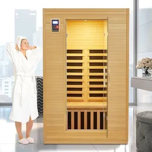 MERXENG 2 Person Infrared Sauna, Low EMF Infrared Sauna for Home, Indoor Sauna Room, Hemlock Wooden Far Infrared Sauna, Dry Sauna with Bluetooth Speakers, LED Reading Lamp and Chromotherapy Lamp