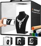 DUCLUS Photo Studio Light Box 12"/30cm,Portable Shooting Lightbox Tent Kit with Reflective Front Window&112 Ultra-Bright Led Bulbs&6 PVC Product Photography Backdrop for Jewelry and Small Items