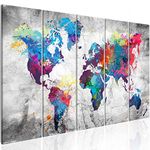 murando Canvas Wall Art 200x80 cm / 79"x32" Non-woven Canvas Prints Image Framed Artwork Painting Picture Photo Home Decoration 5 pieces - Continent World map k-A-0179-b-p