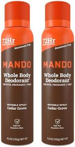 Mando Whole Body Deodorant Spray For Men - Invisible Spray Deodorant - 72 Hr Odor Control - Low Irritation Formula - Aluminum Free & Benzene Free - 3.6 ounces - Pack of 2 - Cedar Grove