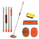 62 Inch Car Wash Brush Kit With Long Handle,Geichan 3 in 1 Microfiber Car Wash Mop Cleaning Mitt Suitable for Car, SUV,Truck, RV and Household,Scratch Free 2 x Mop Heads