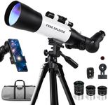 FREE SOLDIER Telescope for Adults High Powered 70mm Aperture Astronomical Refractor Telescopes for Beginners (25X-125X) 500mm Telescope for Adults with A Phone Adapter & A Wireless Remote (White)