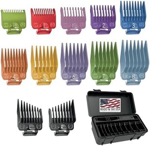 Wahl Clipper Genuine Secure-Fit™ Attachment Guard Organization Kit with Color Pro Colored Hair Clipper Guide Combs, 14 Piece Premium Storage Kit for Wahl Hair Clippers, Multicolor - 3291-100