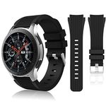 HSWAI Compatible Samsung Galaxy 46mm/ Gear S3 Frontier/Classic Watch Bands, Soft Silicone Band 22mm for Samsung Galaxy Watch SM-R800 (46mm)，Gear S3 Frontier, Classic Smart Watch.(Black)