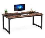 Tribesigns Modern Computer Desk, 63 x 31.5 inch Large Office Desk Computer Table Study Writing Desk Workstation for Home Office, Rustic/Black