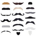 KICNIC 60 Pcs Fake Mustaches Self Adhesive (20 Designs) Novelty Hairy Beard Costume Facial Hair