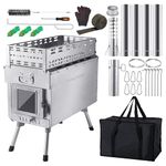CHANGE MOORE Outdoor Medium Sauna Hot Tent Stove, Portable Camping Wood Stove for Dry Sauna Tent with Pipe Anti-scalding Roll Cloth, No Openable Top, Cooking for Husband and Friends 3.0