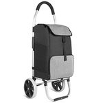 Inateck Shopping Trolley Lightweight Folding Shopping Cart Aluminum Alloy Frame on Big Noiseless Wheels, Detachable Waterproof Bag with Thermal Insulation Compartment, Max Capacity 45kg/41L Black