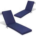 Crestlive Products Chaise Lounge Cushion Set of 2, Outdoor Cushion for Patio Furniture, Outside Chair Comfortable Cushion Weather Resistant for Lawn, Pool, 80''L x 23''W x 3''T (Navy)