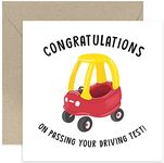 Old English Co. Congratulations Driving Test Card for Him or Her - Funny New Card Driving Exam - Well Done Passing Exam Card for Men and Women | Blank Inside with Envelope