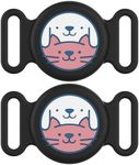 2 Pack Waterproof Airtag Dog Collar Holder, Silicone Pet GPS Tracker Protective Cover,Compatible with Apple AirTags Case, Dog & Cat Collars Mount for Air Tag Holder