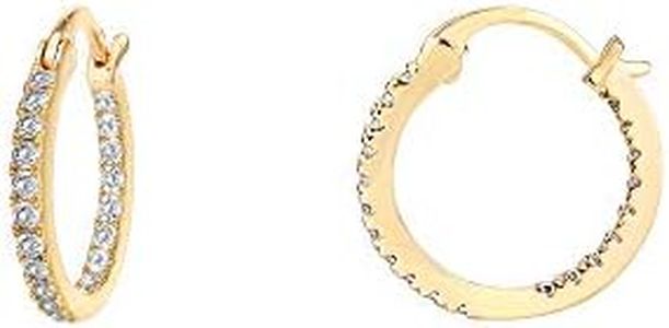 PAVOI Womens 14K Plated - Yellow Gold - 925 Sterling Silver Cubic Zirconia Hoop Earring