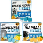 Washing Machine Dishwasher & Disposal Cleaning Tablets - Appliance Refresh Bundle Includes 12 Month Supply Cleaner Deodorizer, Washer Descaler, Disposer Freshener Deep 72