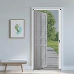 MaKefeile Retractable Sliding Screen Door Aluminum Frame Low Track Screen Doors for Front Back French Indoor Room Door Dark Gray Mesh Dark White Frame Custom Size.