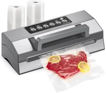 Precision Food Vacuum Sealer Machine, POWOT Fully Automatic Vacuum Sealing System, Commercial Food Vacuum Saver Pro, Double Heat Seal, Easy-Lock Handle, Built-in Cutter&Bag Storage, Hose&Bag Rolls