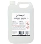 Lucemill Hydrogen Peroxide 9% Food Grade I 5 Litre I Liquid Hydrogen Peroxide Food Grade I Unstabilised I Eco Friendly I Additive Free