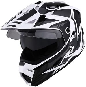 1Storm Youth Kids Dual Sport Dual Visor Motorcycle Motocross Off Road Full Face Helmet: HF802Youth Storm Black