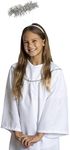 Skeleteen Angel Costume with Halo - Long White Angelic Gown with Silver Heavenly Halo Headband for Children's Costumes - Child Size (Small)