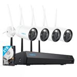 Reolink 4K Wireless Security Camera System 12-Channel, 4pcs 8MP Wired Wi-Fi 6 Security Cameras Outdoor, Color Night Vision, Person/Vehicle/Animal Detection, 12CH WiFi NVR with 2TB HDD, RLK12-800WB4