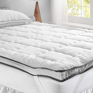 DreamZ Mattress Topper Bedding Pillowtop Bed Mat Pad Protector Cover Medium Soft Comfort Breathable Underlay Hypoallergenic Machine Washable (Double Size)
